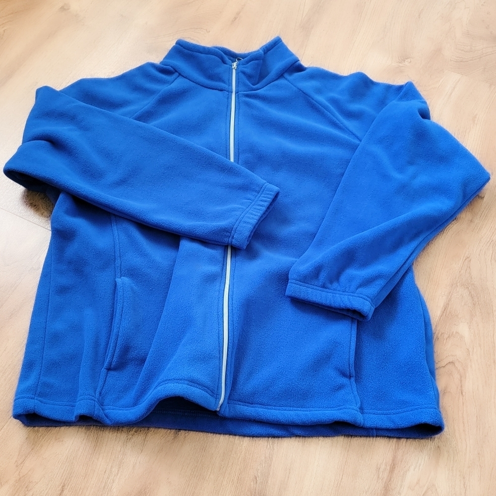 Women's Blue Fleece Full Zip Jacket Soft Cozy Layer Size XL Outdoor Casual